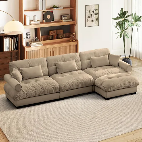 Miniatura 62 de SoarFlash Moderno sofá reclinable de terciopelo para sala de estar, sofá biplaza para apartamento, sofá de almacenamiento con marco de madera Azul