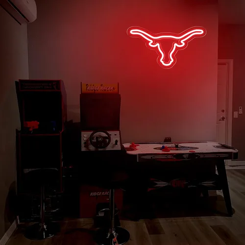 Miniatura 6 de Texas Bull - Letrero de neón para pared, atenuador remoto rojo del oeste de Texas Bull Skull LED de neón, lámpara de vaca toro alimentada por USB