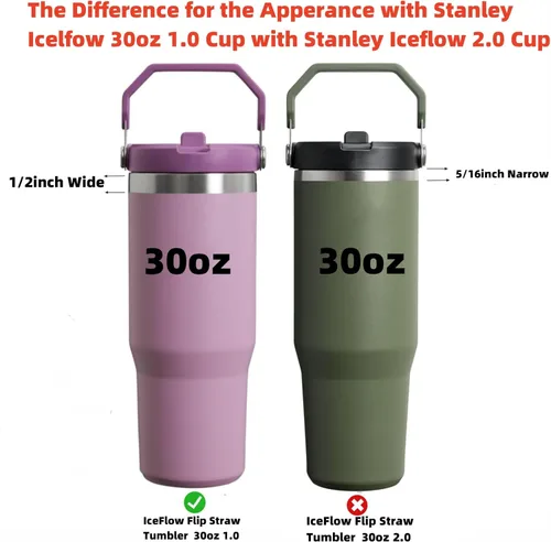 Miniatura 2 de Pajita de repuesto compatible con Stanley Iceflow de 30 oz con tapa abatible, pajitas de bebida transparentes reutilizables con cepillo limpiador