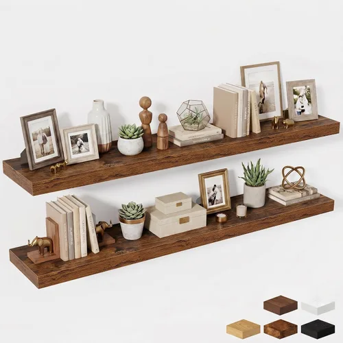 Miniatura 62 de Estantes flotantes de 48 pulgadas para pared, estante de chimenea de 10 pulgadas de profundidad, estantes flotantes de madera para pared, estantes