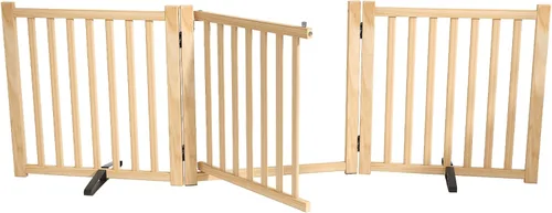 Miniatura 13 de YOCAN Puertas independientes de madera no pintadas para perros, para la casa, puertas, escaleras, vallas de madera para perros para interiores