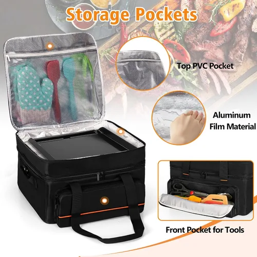 Miniatura 3 de Bolsa de transporte de parrilla de doble capa samdew, funda para parrilla compatible con Ninja GR101 Sizzle sin humo para interiores y plancha