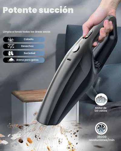 Miniatura 2 de Aspiradora de Mano Inalámbrica, Aspiradoras de Coche Potentes con Batería Recargable, Aspiradora de Mano Portátil Inalámbrica con Filtro HEPA Negro