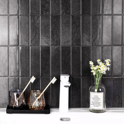 Miniatura 7 de Azulejos autoadhesivos para despegar y pegar, diseño mate más grueso de 12 x 12 pulgadas, para despegar y pegar en muro de cocina (negro ceniza)