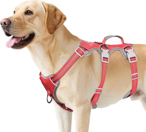 Miniatura 11 de Huntboo Arnés para perro a prueba de escape, arnés reflectante con mango acolchado, transpirable, duradero, chaleco ajustable para perros medianos