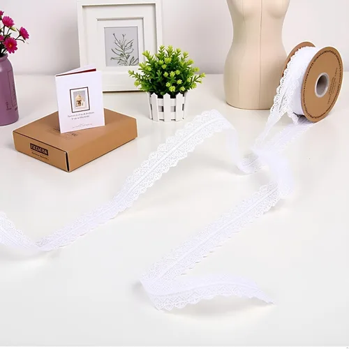 Miniatura 5 de Cinta de encaje blanco crema de 1.2 pulgadas de ancho x 50 yardas de tela de encaje con patrón vintage, perfecta para envolver regalos