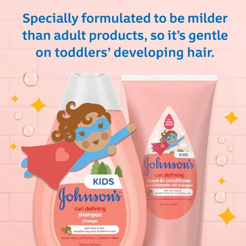 Miniatura 3 de Johnson's Baby Champú, definición de rizos, 13.6 onzas líquidas, control del encrespamiento, sin lágrimas, manteca de karité, paquete de 2