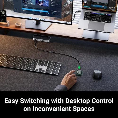 Miniatura 4 de UGREEN Interruptor USB 3.0, 2 Computadoras Compartiendo Dispositivos USB C y A, Selector USB de 4 Puertos Compartiendo Teclado y Mouse, Hub