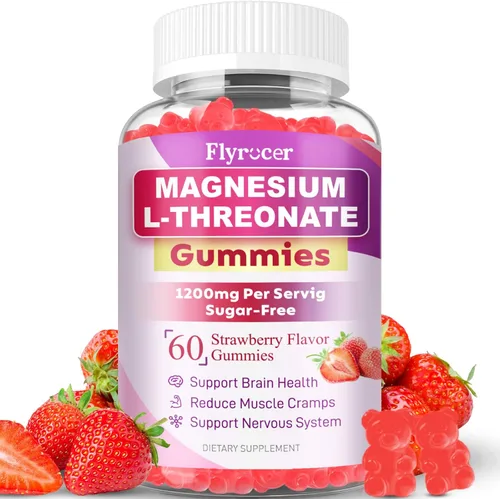 Gomitas de magnesio L-treonato - Gomitas de treonato de magnesio para niños y adultos, apoya la función cognitiva, la salud del cerebro y los
