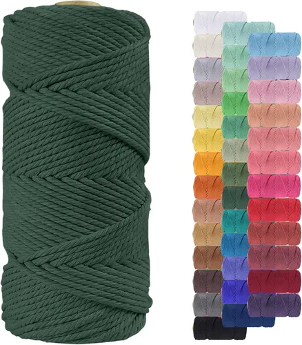 Miniatura 56 de Cuerda de macramé de 0.079 in para 219 yardas, cuerda de algodón natural para manualidades, hilo de cuerda de macramé de colores para colgar