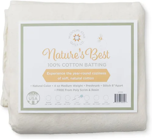 Miniatura 8 de Colcha de bateo para costura, 120 x 36 100% algodón – Sin poliéster ni resina Rollo de bateo de peso medio para rellenar mantas y suministros
