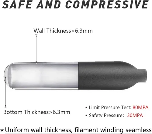 Miniatura 4 de Botella de aire de aluminio de 4500 psi, cilindro de PCP aeronáutico a prueba de explosiones de 30 Mpa, tanque de alta presión recargable M18 * 1.5