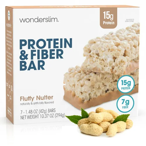 Miniatura 12 de WonderSlim Barras de proteína altas en fibra, crujiente Fluffy S'more 15g de proteína, 8g de fibra bajas en azúcar, bajas en carbohidratos