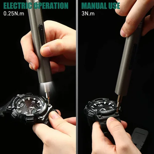 Miniatura 3 de HYCHIKA - Mini destornillador eléctrico, juego de destornilladores de precisión con 46 puntas magnéticas, destornillador inalámbrico con luz LED