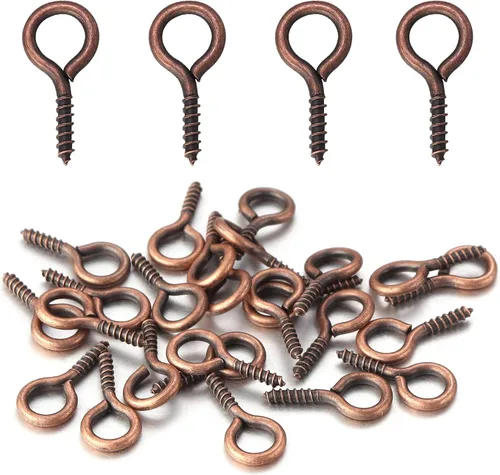 Miniatura 12 de 200 Pcs de tornillos de ojo de metal con ganchos 0.55 pulgadas/14 mm tornillos de ojo resistentes para hacer joyas DIY plateados con rosca