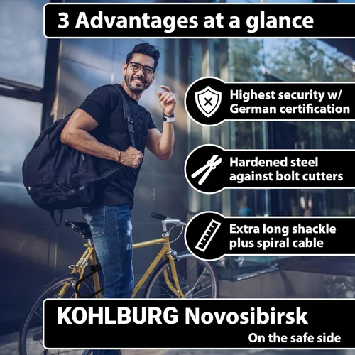 Miniatura 7 de KOHLBURG Cerradura en U con la más alta seguridad vendida con certificado de diamante seguro, grande de 13.5 x 6.7 pulgadas, resistente antirrobo