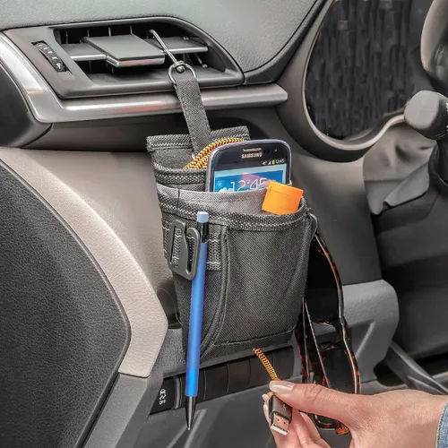 Miniatura 2 de High Road DriverPockets Soporte para teléfono para automóvil y organizador de almacenamiento para asiento delantero con puerto de cable de carga