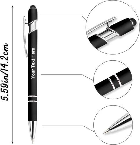 Miniatura 4 de Hasta 500 bolígrafos personalizados a granel, bolígrafo grabado personalizado con punta de lápiz capacitivo, carcasa multicolor retráctil, bolígrafo