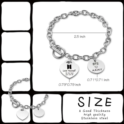 Miniatura 3 de LACAKU BTS Gift Bangtan Boys Pulsera Kpop BTS Fan Bracelet Love Yourself Army Bangtan Boys Fans Jewelry Gift ARMY Pulsera BTS Lover Gift Be The