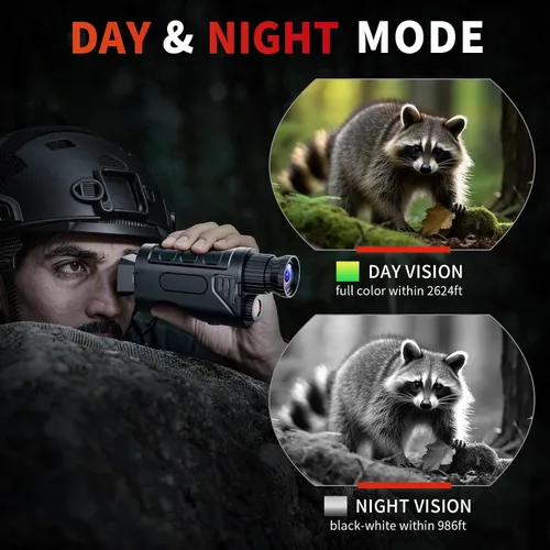 Miniatura 4 de Monóculo de visión nocturna, alcance portátil de visión nocturna para caza al aire libre, camping, gafas de visión nocturna infrarroja digital