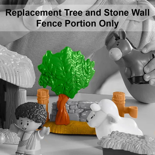 Miniatura 4 de Pieza de repuesto para juego de pesebre Fisher-Price Little People – HMX70 ~ Porción de valla de pared de árbol y piedra – Se engancha