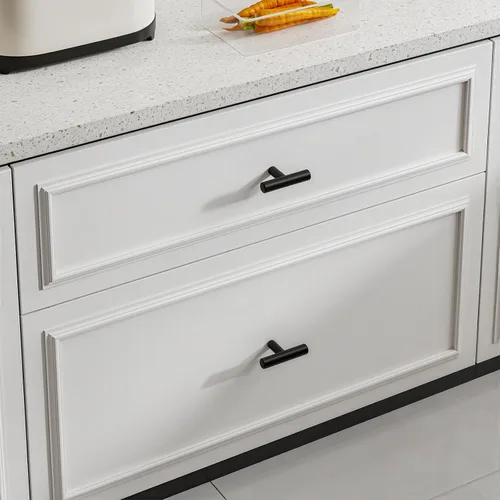 Miniatura 3 de goldenwarm Paquete de 5 pomos negros para gabinete, pomos de barra en T y tiradores de cajón para herrajes de armario, muebles de dormitorio