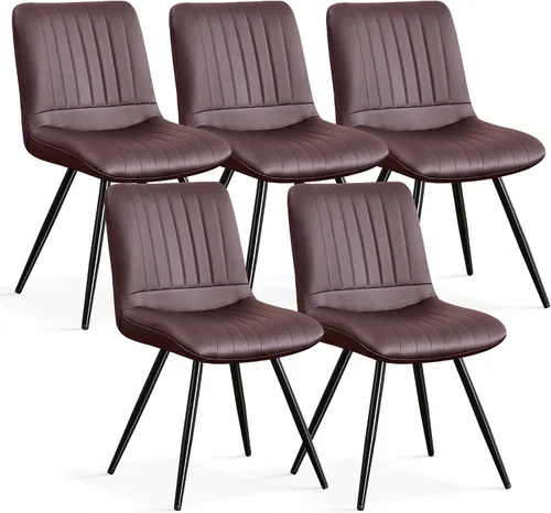 Miniatura 10 de Sillas de comedor, modernas sillas de comedor con cojines gruesos, sillas tapizadas de piel sintética para cocina, comedor con patas de metal