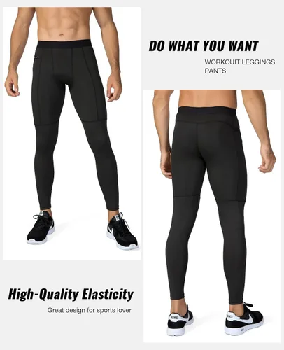 Miniatura 4 de Pantalones de compresión para hombre, mallas con bolsillos, para deportes de secado fresco, mallas atléticas para baloncesto y correr
