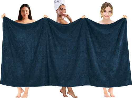 Miniatura 81 de DAN RIVER Paquete de 2 sábanas de baño de 35x70 pulgadas, sábanas de baño jumbo acanaladas para adultos, toallas grandes gruesas y absorbentes