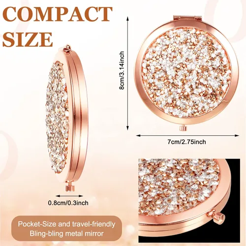 Miniatura 3 de Cindeer 48 piezas de espejo pequeño compacto plegable de bolsillo para maquillaje redondo de mano cosmético con aumento, espejo compacto