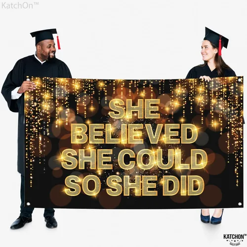Miniatura 3 de KatchOn, Cartel XtraLarge She Believed She Could So She Did, 72 x 44 pulgadas, pancarta de felicitaciones, decoraciones de felicitación