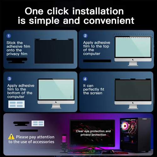 Miniatura 8 de Paquete de 2 pantallas magnéticas colgantes de privacidad para computadora de 27 pulgadas para monitor de pantalla ancha de 16:9, pantalla