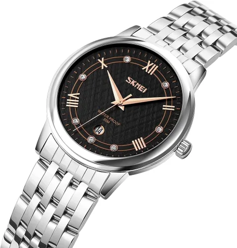 Miniatura 3 de SKMEI Relojes para mujer, mujer, vestido de acero inoxidable, de lujo, clásico, de moda, analógico, de cuarzo, impermeable, simple día, cita