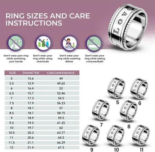 Miniatura 5 de Shop LC - Anillo giratorio de plata de ley 925, bohemio, hecho a mano, joyería única para hombres y mujeres, anillo para aliviar la ansiedad