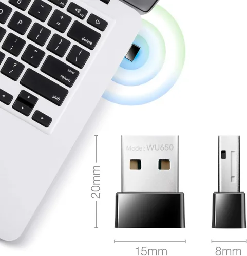 Miniatura 3 de Cudy Adaptador WiFi USB AC 650Mbps para PC, dongle inalámbrico de 5 GHz/2.4 GHz, WiFi, adaptador inalámbrico USB para portátil - tamaño nano
