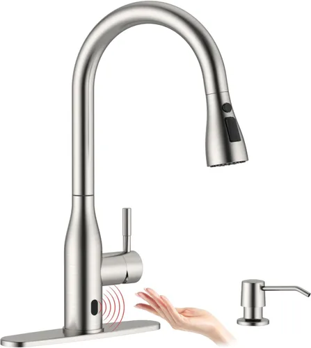 Miniatura 8 de APPASO Grifo de cocina de bronce con dispensador de jabón, grifo de fregadero de bronce frotado con aceite para cocina, grifo de fregadero de cocina