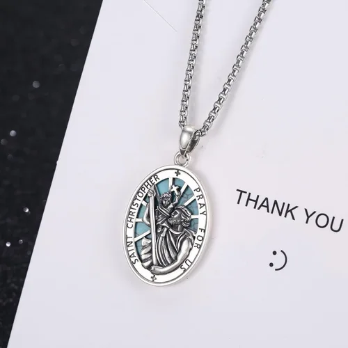 Miniatura 211 de Collar de plata de ley 925 con medalla de San Patrón, colgante de protección católica, amuleto, joyería religiosa para hombres y mujeres