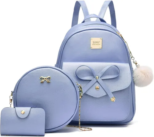 ZGWJ Mini mochila de cuero con moño, mochila pequeña, linda mochila casual de viaje para niñas y mujeres, M, Mochilas tipo mochila
