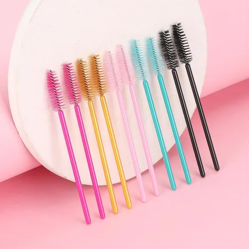 Miniatura 5 de Tbestmax 500 Varitas de Rímel Desechables Cepillo de Pestañas Spoolies para Ceja Extensión de Pestañas de Ojo, Kits de Aplicadores de Brochas de 5