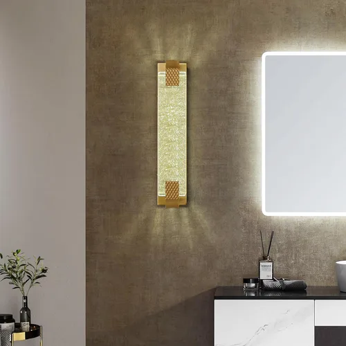 Miniatura 2 de Moderno aplique de pared de cristal con burbujas de cristal para baño, 23.03 pulgadas, luces LED doradas de tocador para baño, pasillo, dormitorio