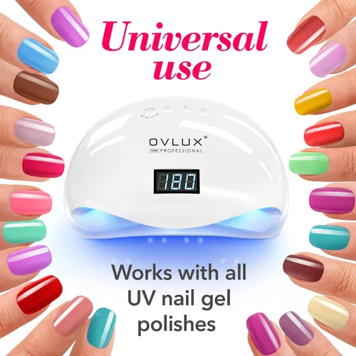 Miniatura 2 de OVLUX Lámpara de uñas LED UV de 180 W - Secador de uñas rápido profesional para esmalte de gel con 57 LED, sensor automático, pantalla LCD, 4