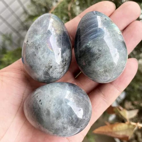 Miniatura 3 de Huevo de piedra pulida para el día de Pascua, palma/bolsillo/preocupación Enegry de cristal curativo, figura Fengshui, piedra lunar de 1.8 x 1.3