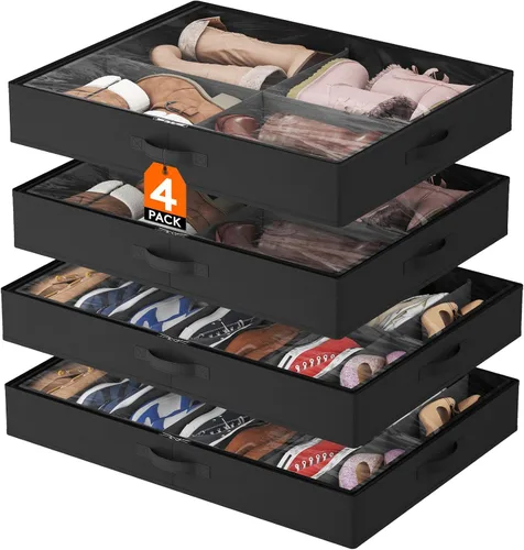 Miniatura 13 de Lifewit Organizador de almacenamiento de zapatos debajo de la cama, paquete de 2 (12 celdas de zapatos), caja de contenedores de tela de perfil
