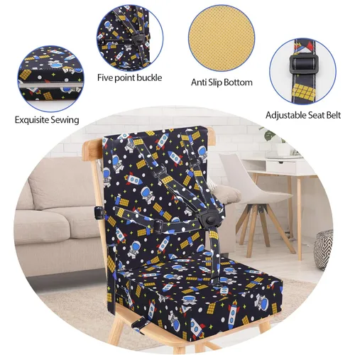 Miniatura 3 de Asiento elevador para niños pequeños para mesa de comedor, hebilla de seguridad ajustable, asiento elevador para niños con respaldo, PU impermeable
