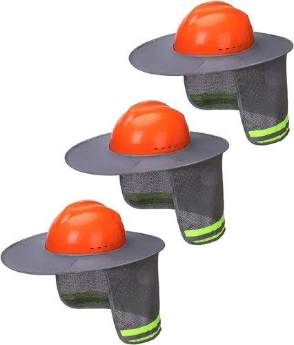 Miniatura 24 de UNCO - Casco de Sombrero Duro con Protector Solar, 1 Paquete, Amarillo, Visera Completa y Estándar de Malla Reflectante de Alta Visibilidad