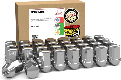 Miniatura 8 de Wheel Accessories Parts 24 tuercas de llanta estilo OEM M14x1.5 14x1.5 rosca OEM de 1.77 pulgadas de largo cromadas 7/8 pulgadas 0.866 in Cromo