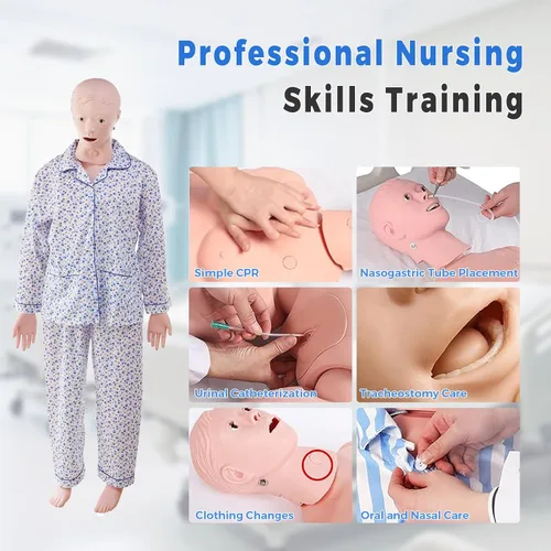 Miniatura 6 de Maniquí médico para entrenamiento – Maniquí de enfermería de tamaño real femenino de 5.4 pies, maniquí de cuidado del paciente de cuerpo completo