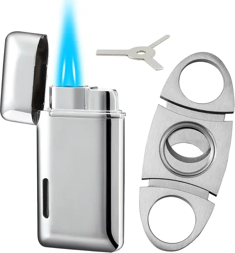 Miniatura 6 de Bbsisgo Juego de Cortador y Encendedor, Encendedor Soplete de Butano con Llama de Doble Chorro con Herramientas de Ajuste de Llama, Encendedor