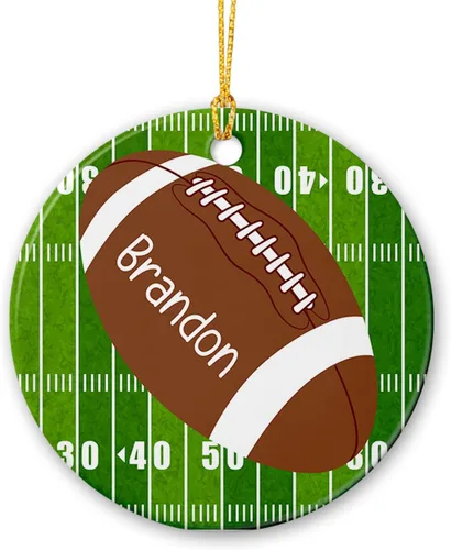 Adornos personalizados de cerámica de fútbol americano, recuerdo de adorno de Navidad de jugador de fútbol americano, regalo para atletas del
