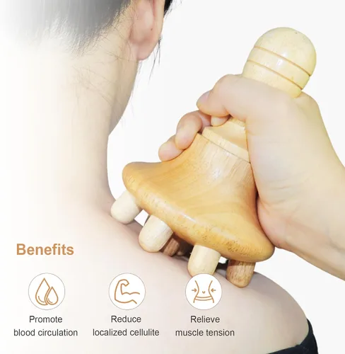 Miniatura 4 de Herramienta de masaje de terapia de madera, masajeador de drenaje linfático de madera con una sola mano, herramientas de terapia física, herramienta